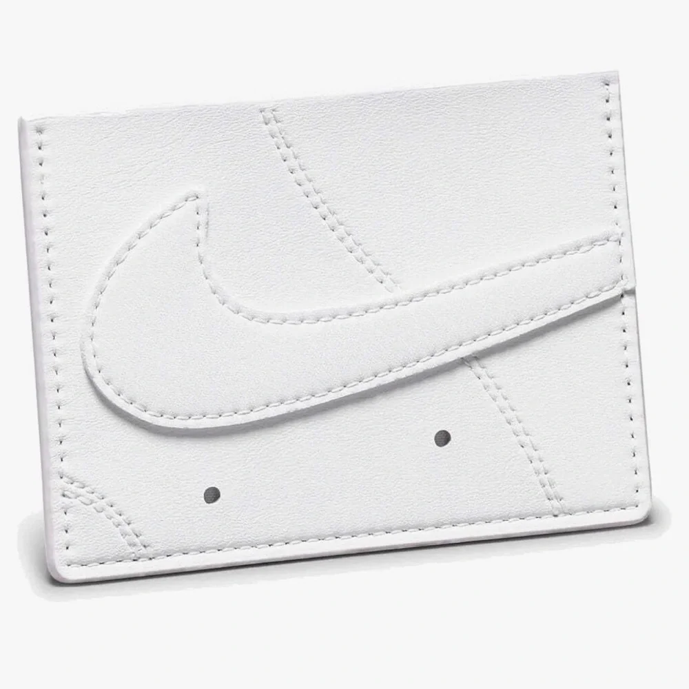 Nike Air Force 1 Unisex Slim Card Wallet White/White Leather Icon Swoosh